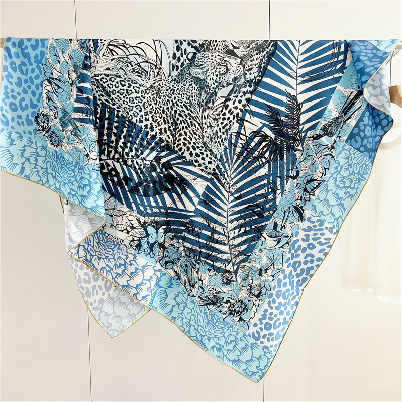 Travel Hair Accessories - Lion Print Silk Scarf Luxury Designers