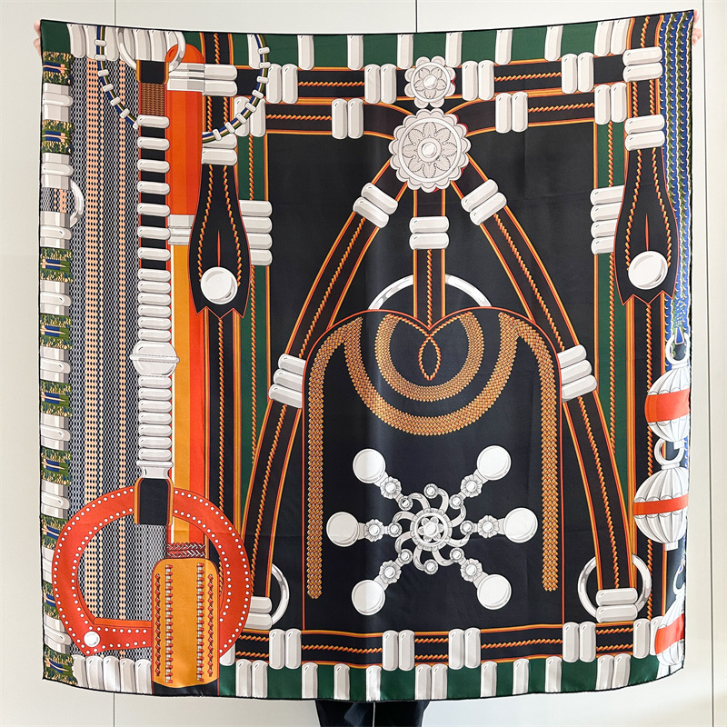 Travel Hair Accessories - Saddle Print Silk Scarf Luxury Designers