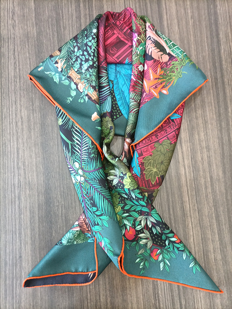 Travel Hair Accessories - Silk Scarf 90CM Women Hand Rolled