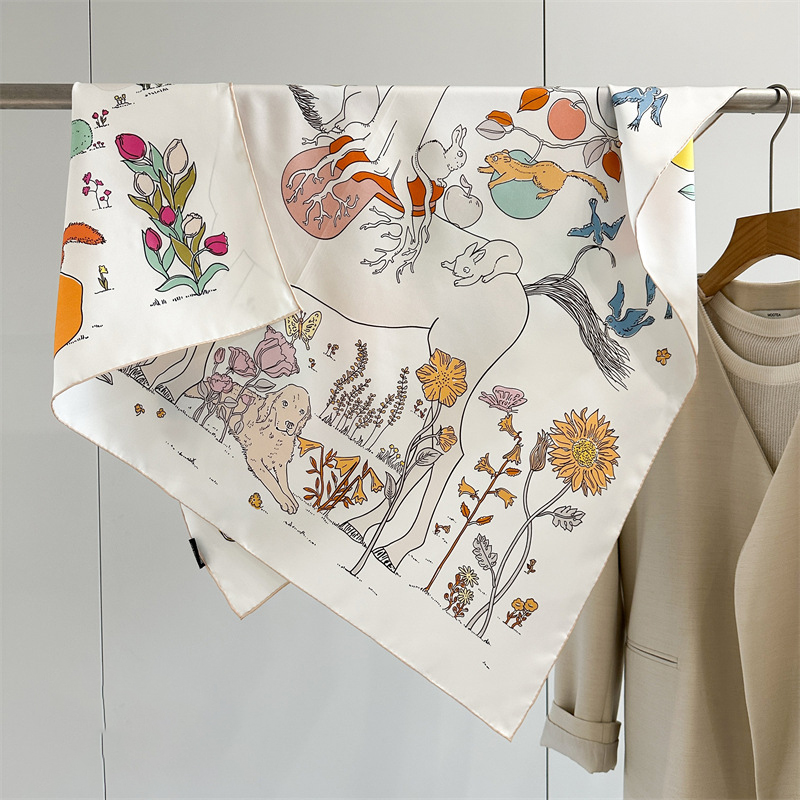 Travel Hair Accessories - AB Faced Print Silk Scarf 18MM