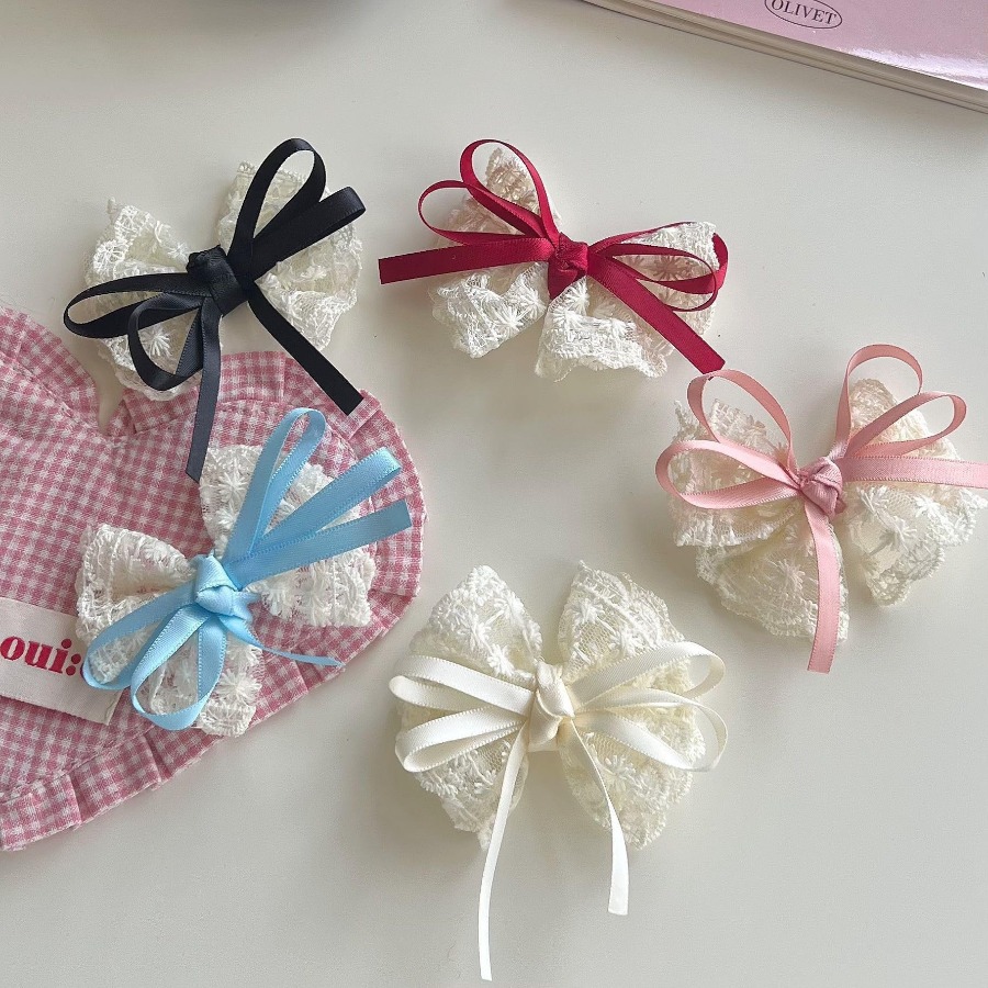 2pcs/set Cute Lace Bow Hair Cl - Travel Accessories In Bulk review and price