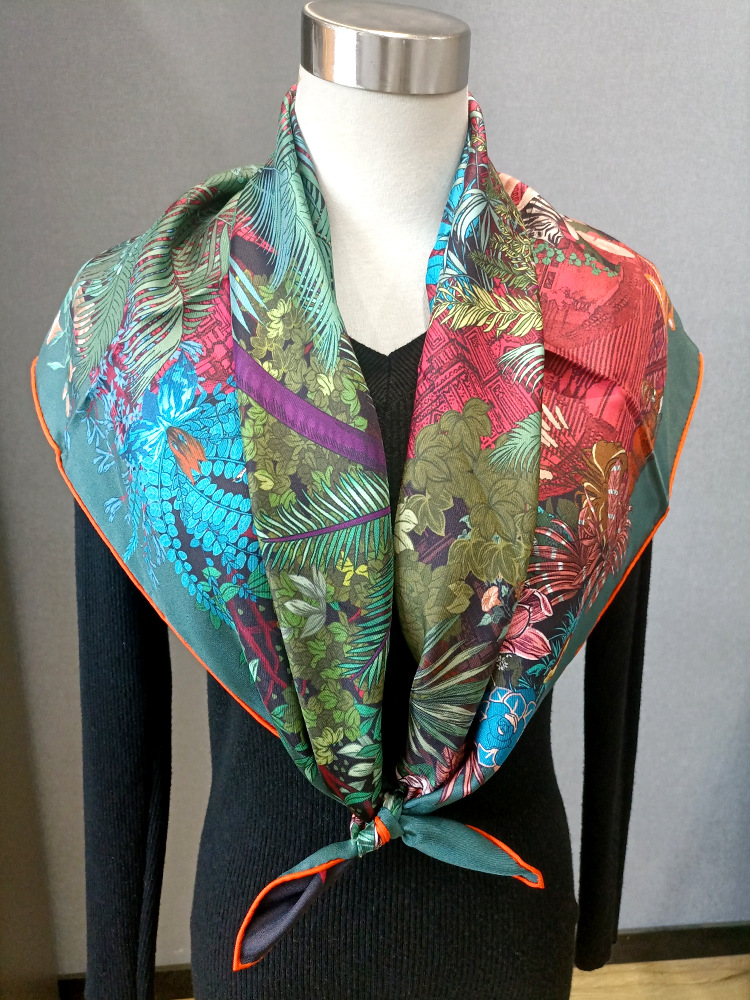 Silk Scarf 90CM Women Hand Rol - Travel Hair Accessories review and price