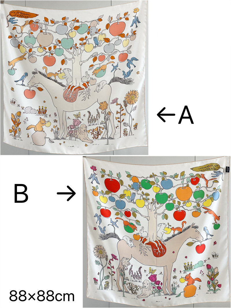 AB Faced Print Silk Scarf 18MM - Travel Hair Accessories review and price