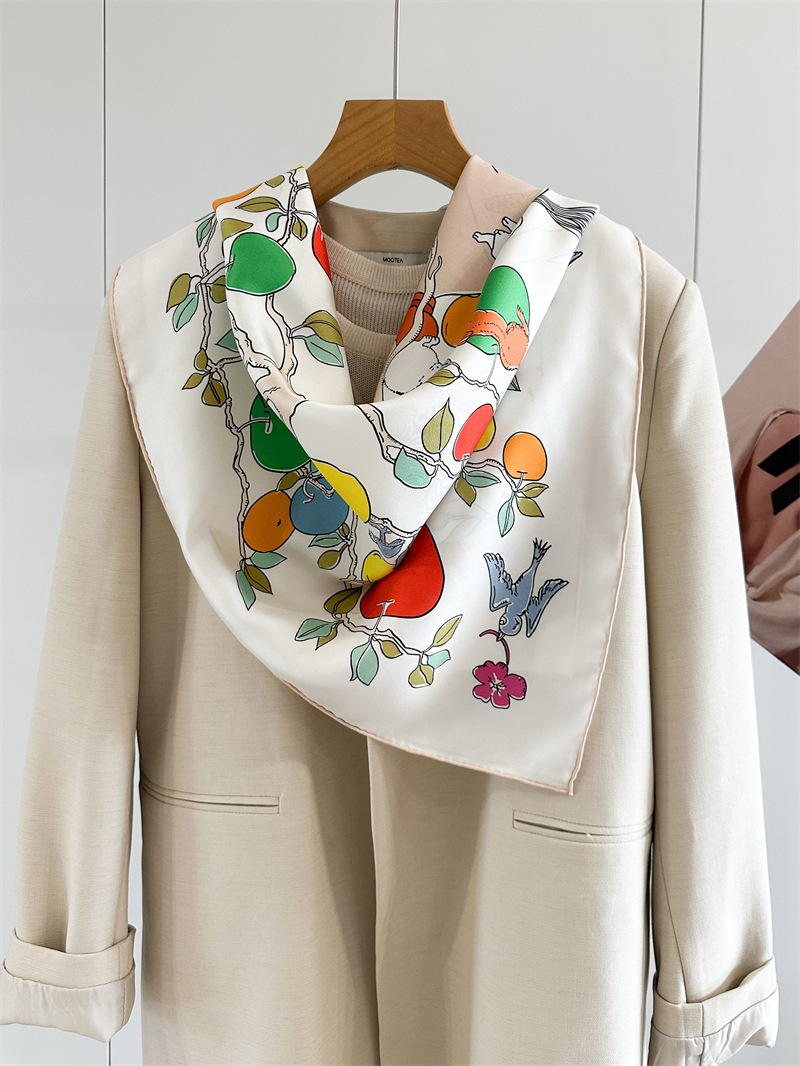 AB Faced Print Silk Scarf 18MM - Travel Hair Accessories review and price