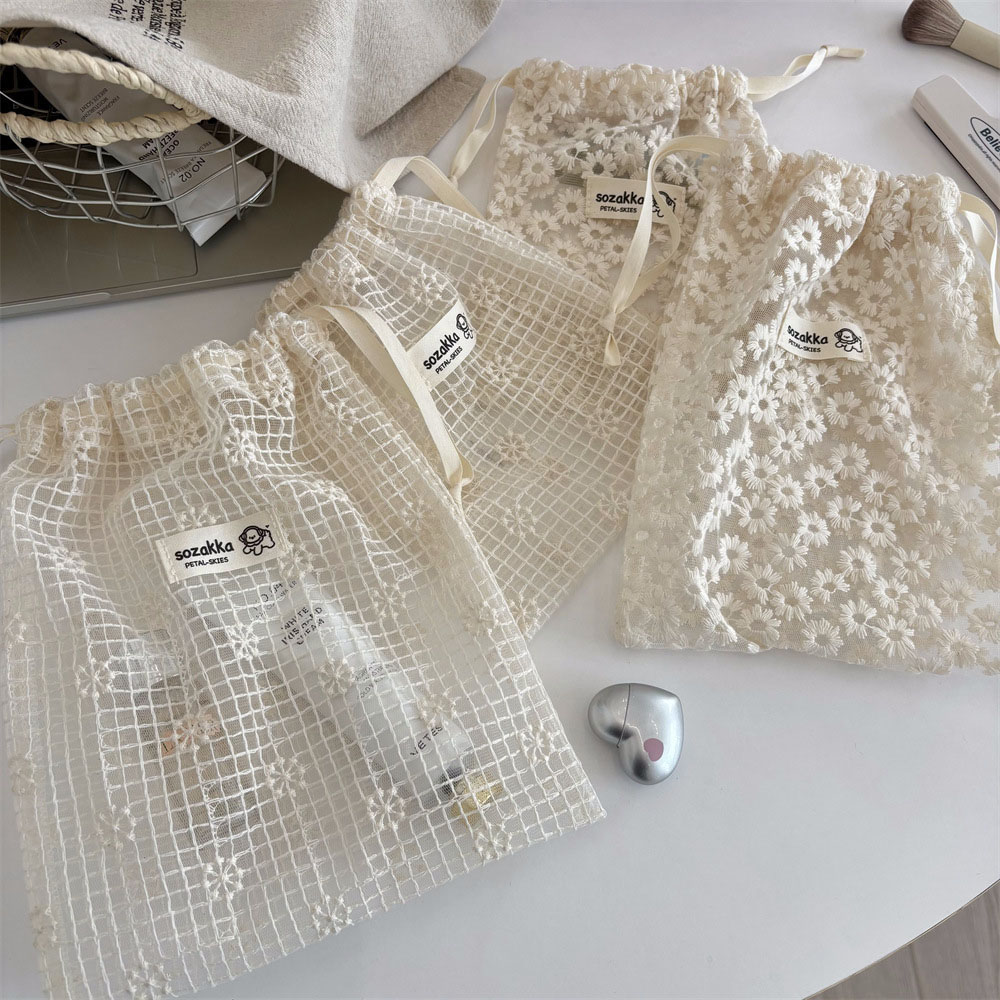 Lace Embroidered Daisy Mesh Dr - Travel Accessories And Bags review and price