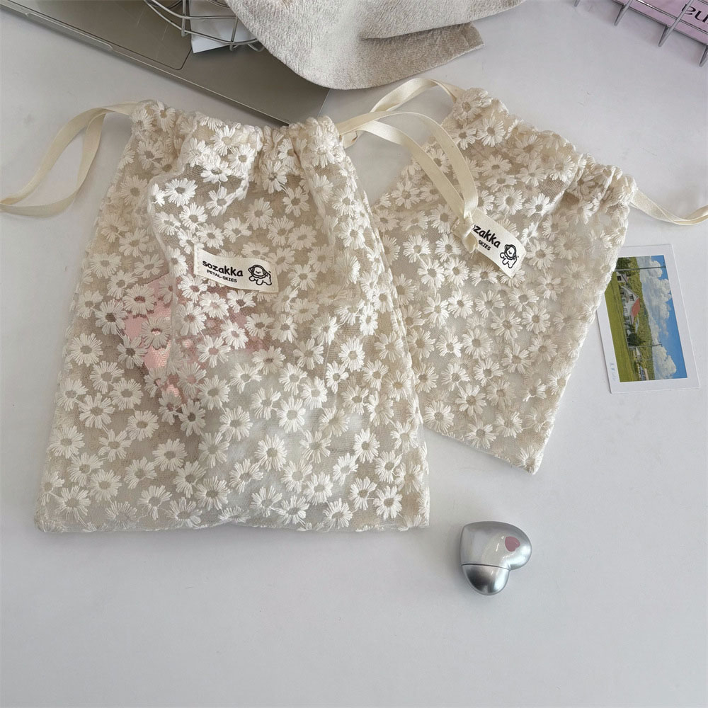 Lace Embroidered Daisy Mesh Dr - Travel Accessories And Bags review and price