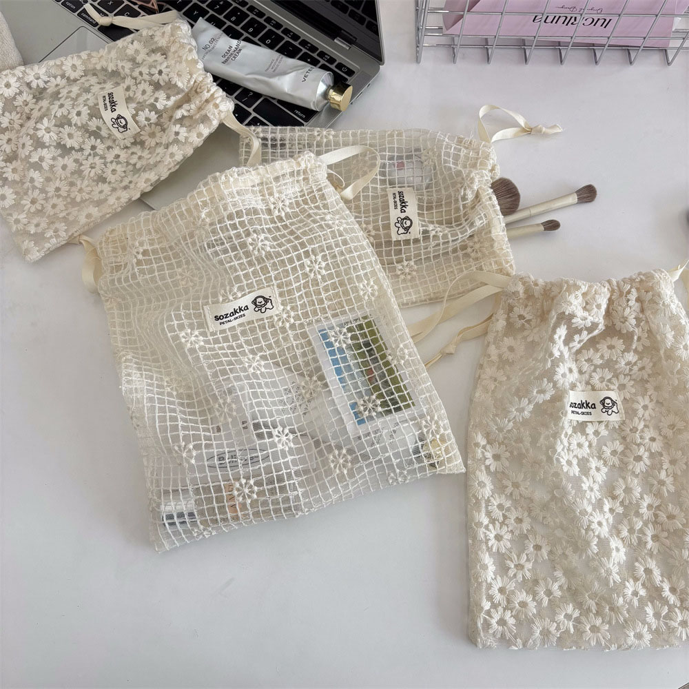 Lace Embroidered Daisy Mesh Dr - Travel Accessories And Bags review and price